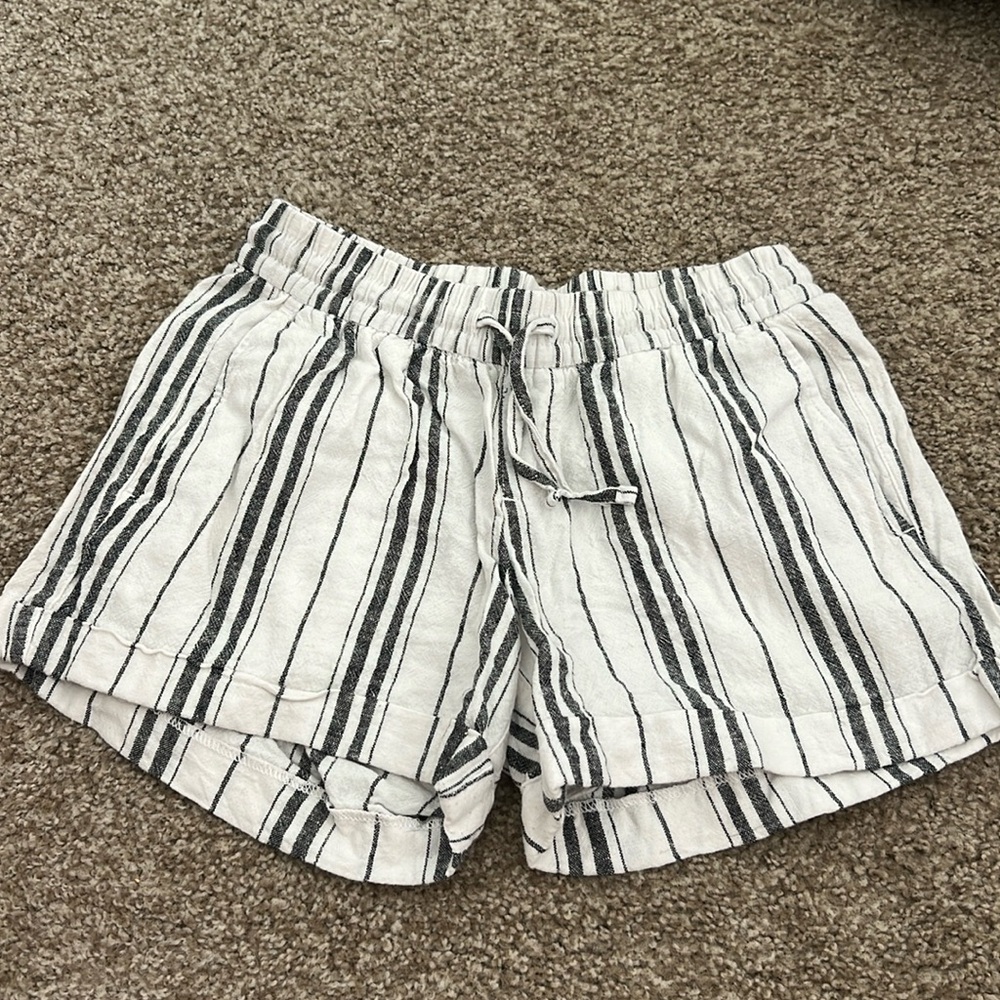 striped linen shorts